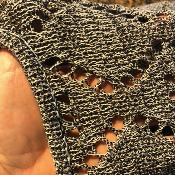 Leo & Nicole Cotton Gray Open Knit Sweater - Picture 3 of 3